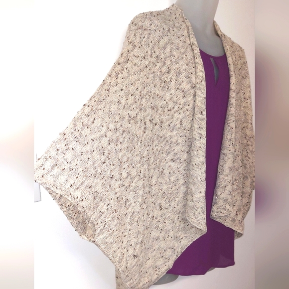 NWOT Cejon Cream & Brown Knitwear Shrug Wrap, One-size - Picture 3 of 10